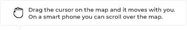 Drag the cursor on the map and it moves with you. On a smart phone you can scroll over the map.